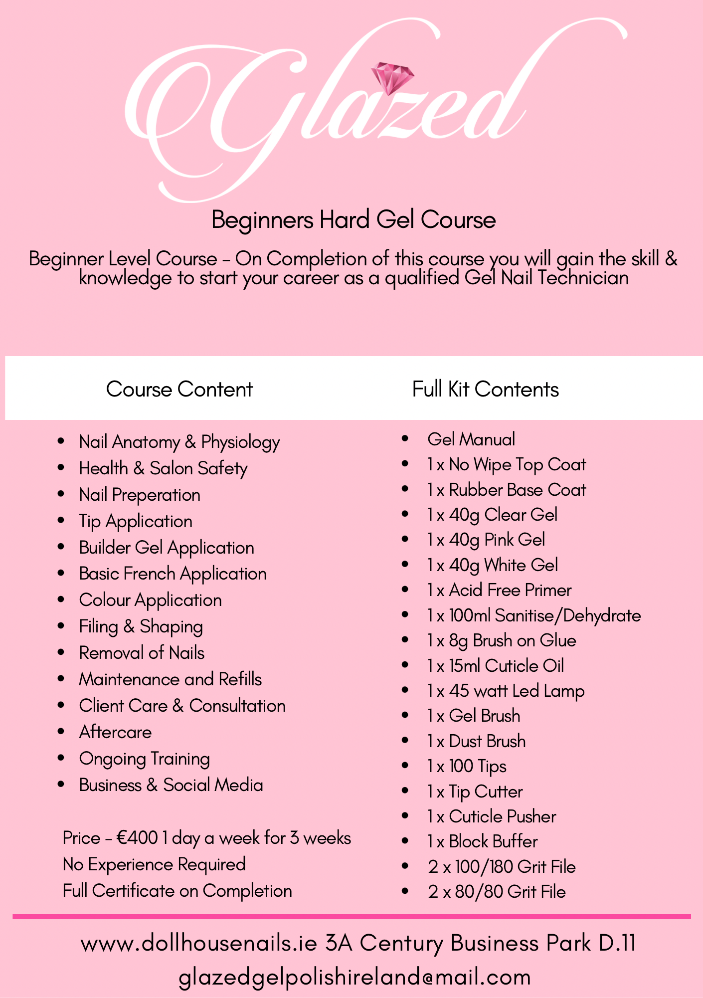 NEW dates 2025 Beginner Hard Gel Nail Technician Course €400