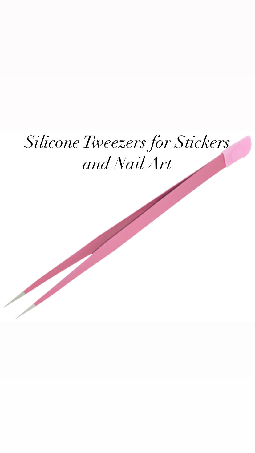 Silicone Ended Tweezers for Nail Art Stickers