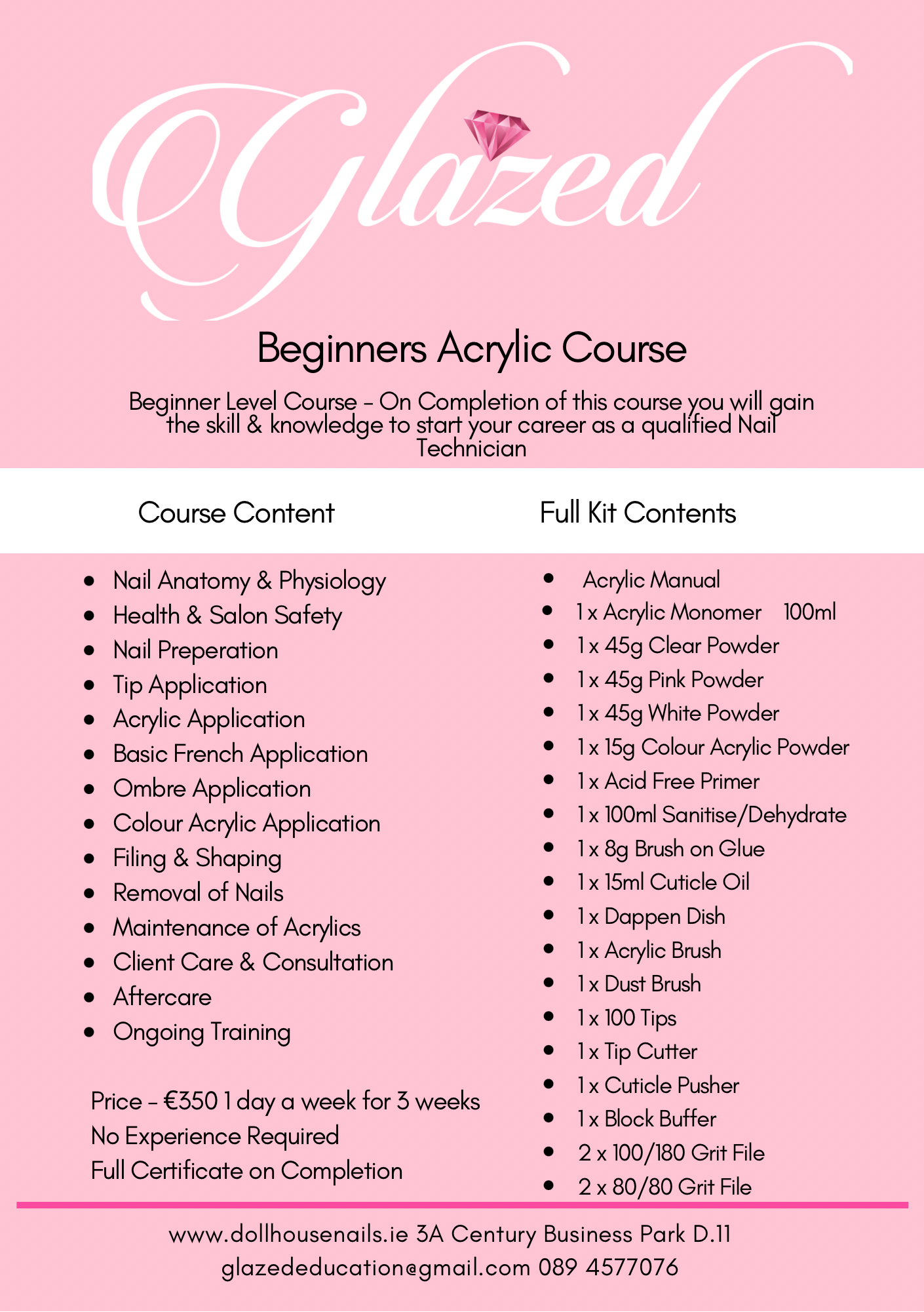 NEW 2024 Acrylic Beginner Nail Technician Course €350