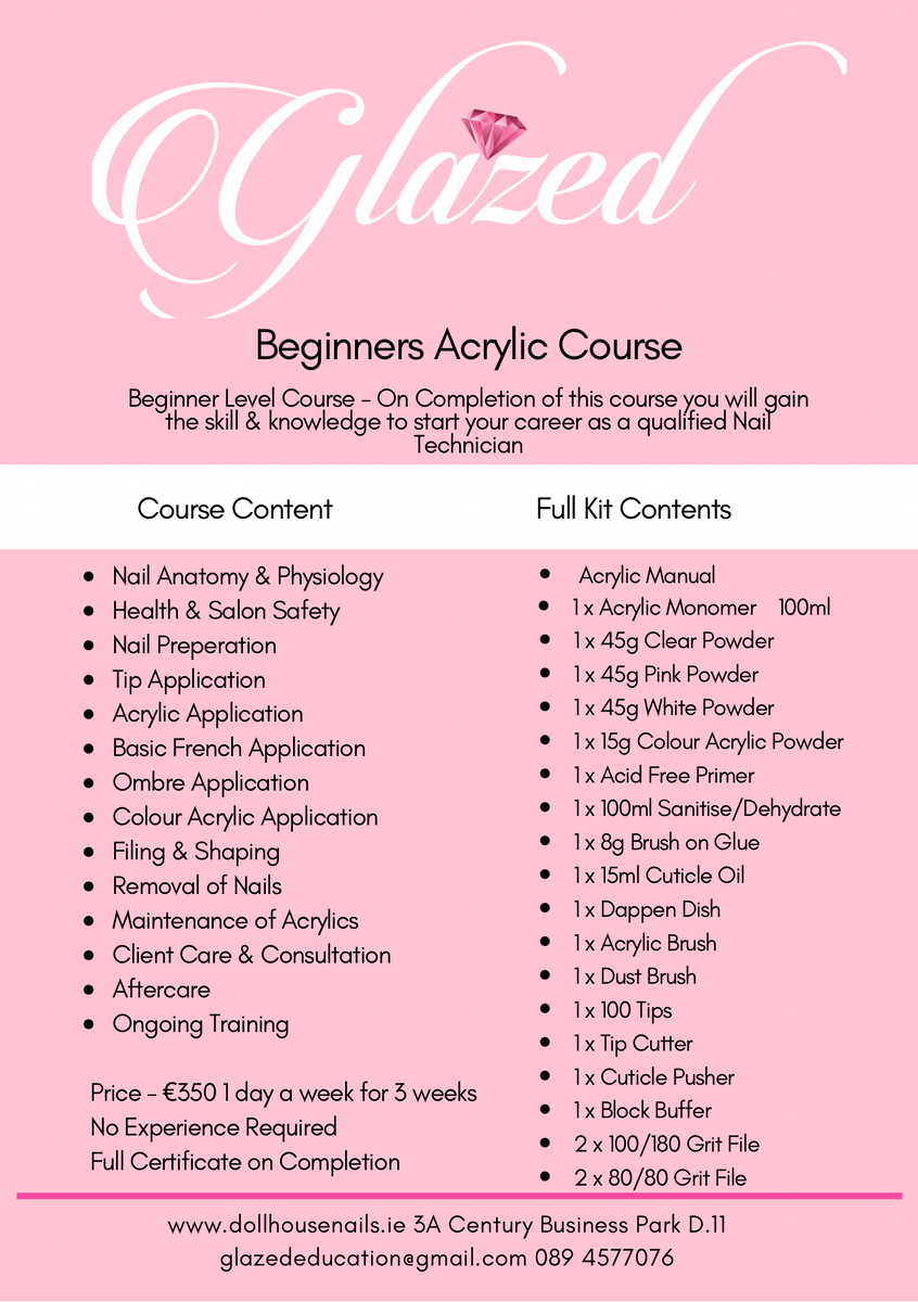 NEW 2024 Acrylic Beginner Nail Technician Course €350 DollHouseNails