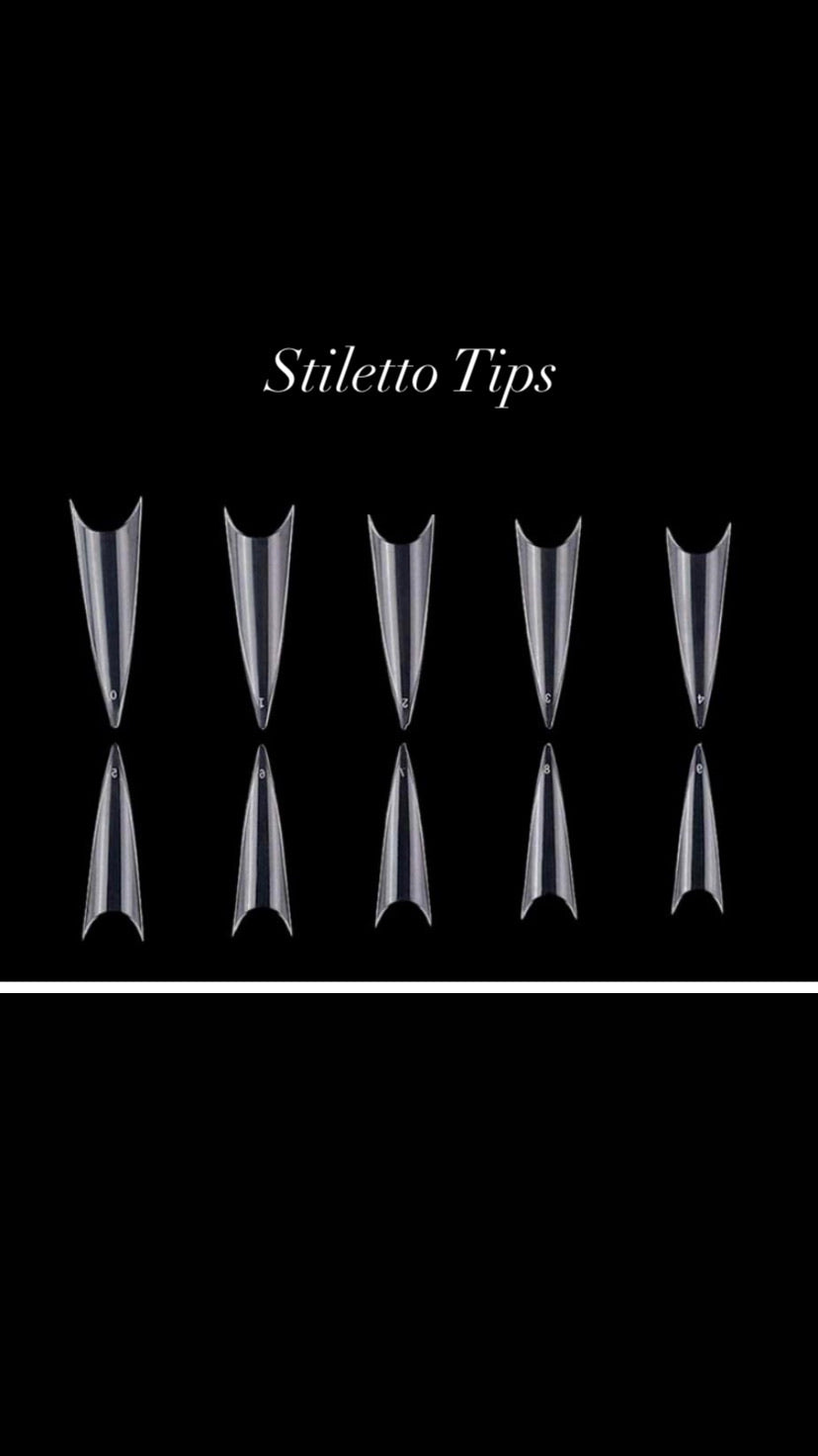 NEW* Stiletto Nail Tips x 250 Box XL Clear Half Well