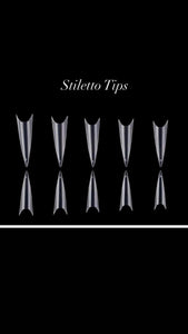 NEW* Stiletto Nail Tips x 250 Box XL Clear Half Well