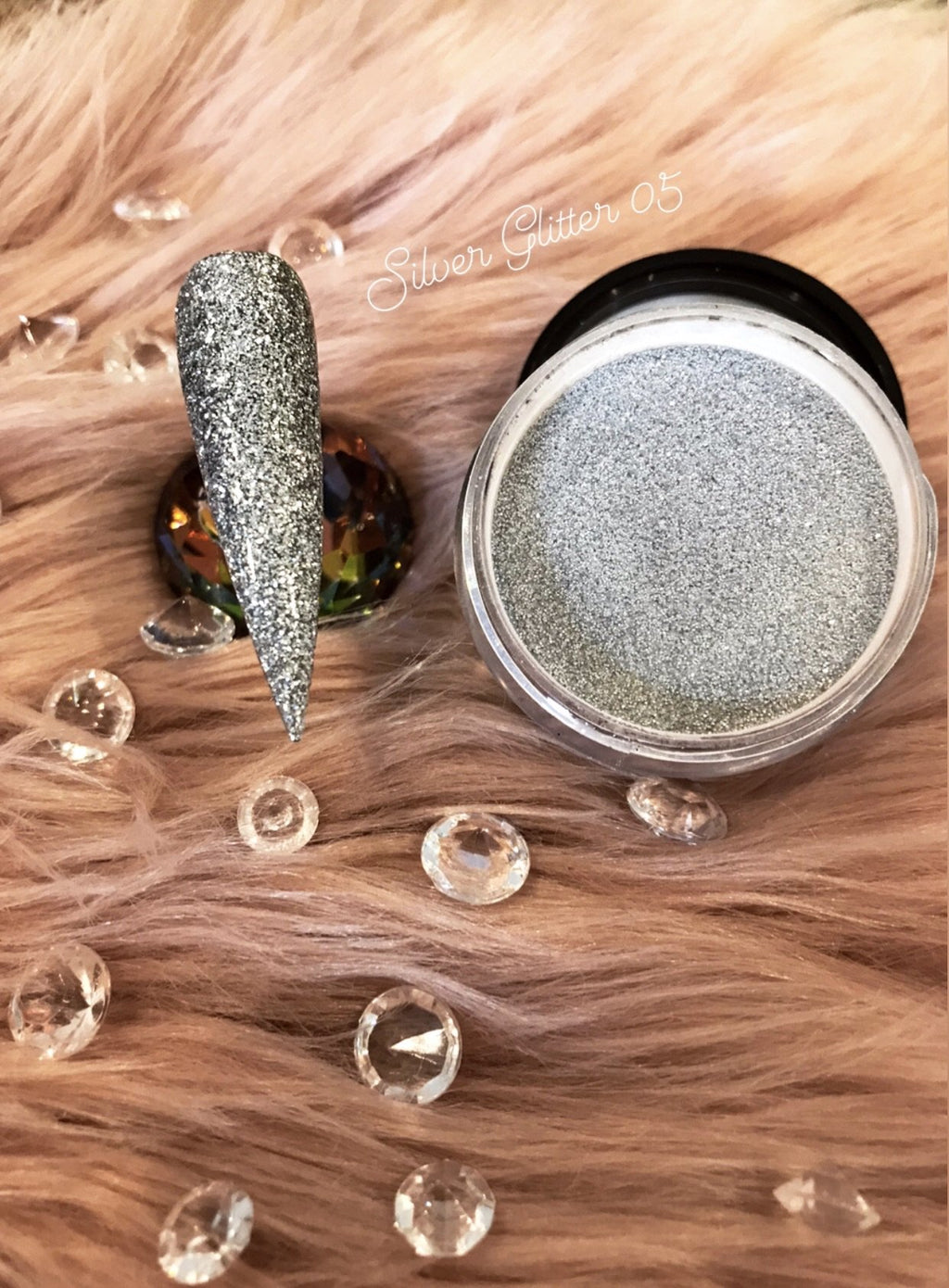 Glazed Silver Glitter Acrylic Powder no.05 28g
